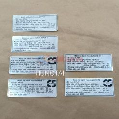 Tem thông số năm sản xuất xe WAVE ALPHA, ZX hộp xích cacte, gắp