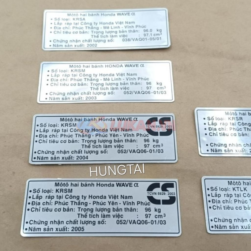 Tem thông số năm sản xuất xe WAVE ALPHA, ZX hộp xích cacte, gắp - Ảnh 2