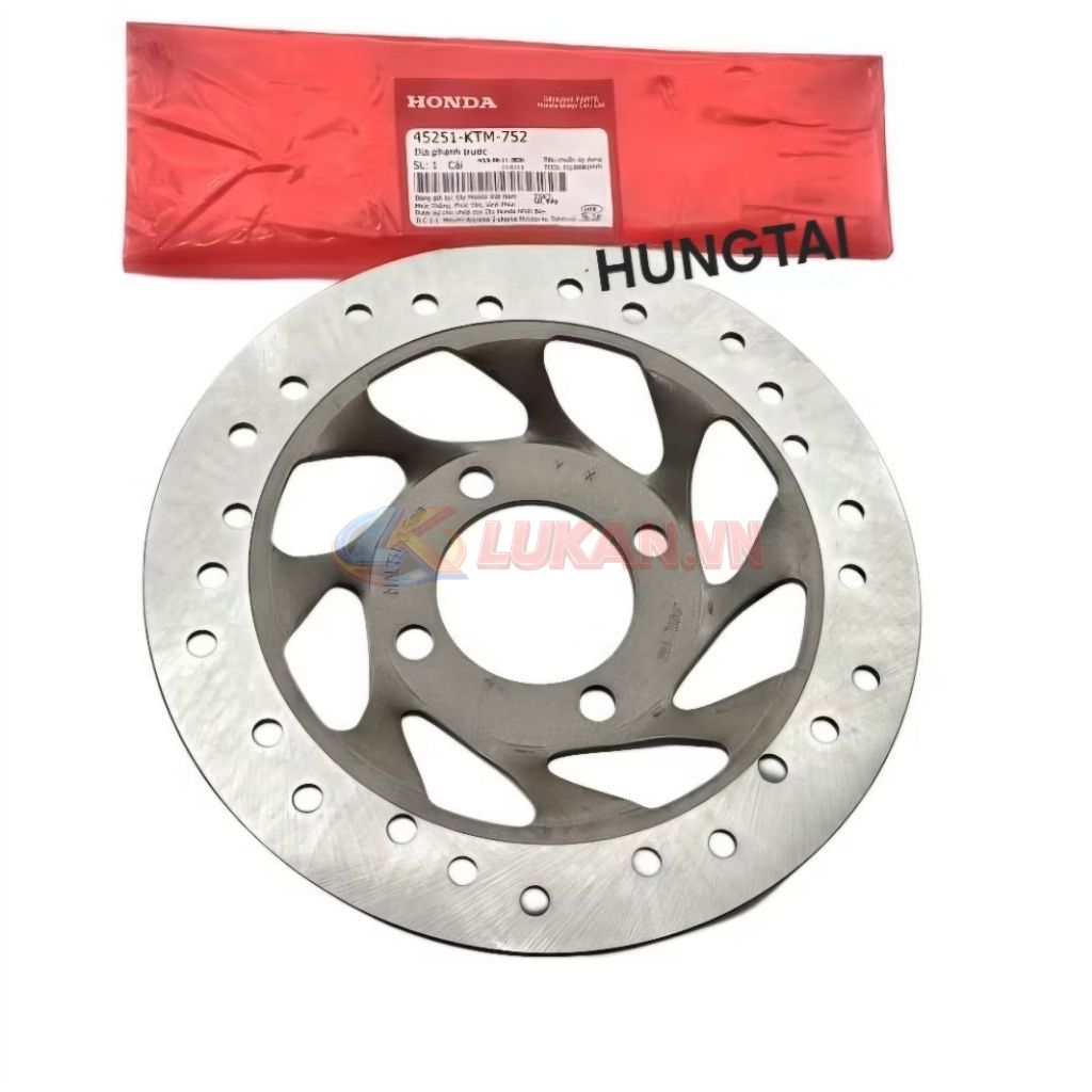 Đĩa thắng, phanh trước 4 lỗ WAVE RS, S100, RSX, FUTURE.... vàng zin Honda 45251-KTM-752