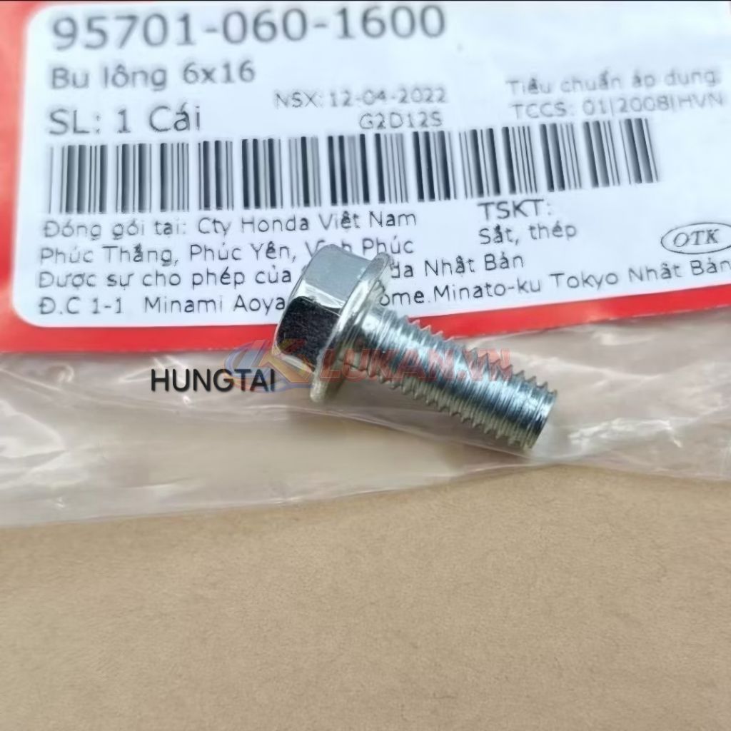 Ốc bắt cục sạc điện DREAM, WAVE, FUTURE... zin bu lông 6x16 95701-060-1600 - Ảnh 3