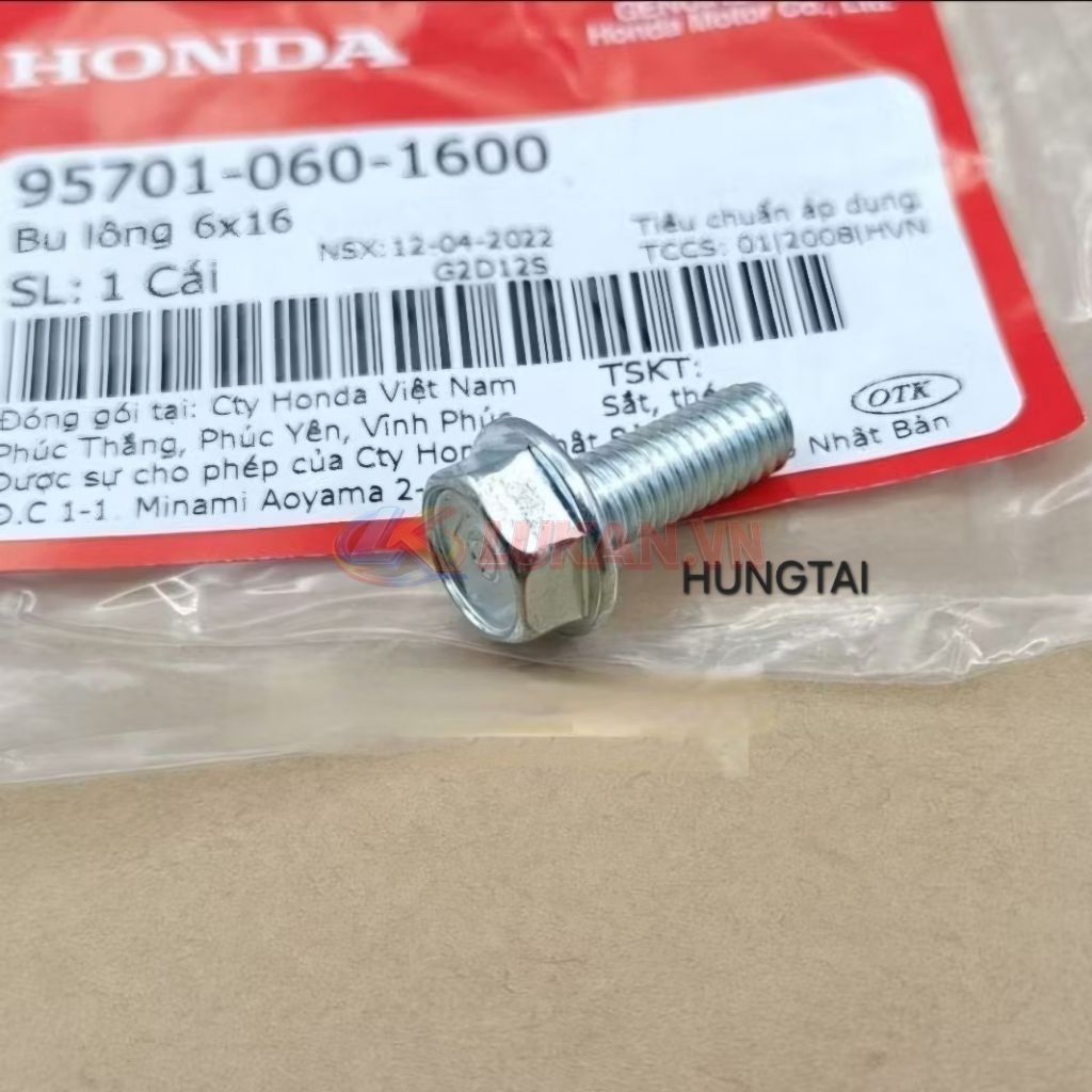 Ốc bắt cục sạc điện DREAM, WAVE, FUTURE... zin bu lông 6x16 95701-060-1600