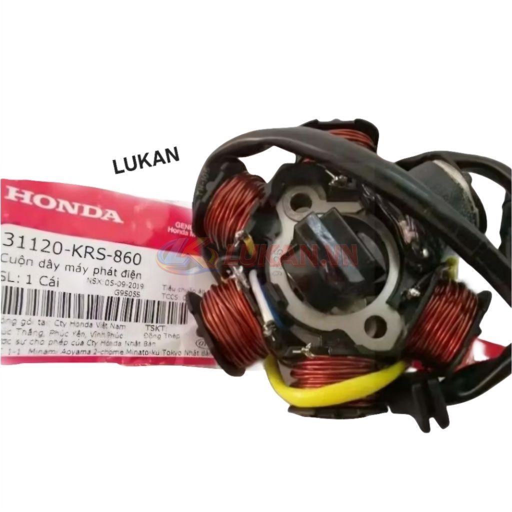 Cuộn lửa, dây máy phát điện WAVE Thái, ALPHA, ZX, FUTURE 1.... zin 6 cuộn 31120-KRS-860 - Ảnh 3
