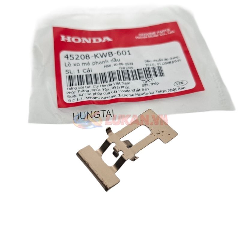 Lò xo tấm đỡ má phanh, bố thắng WAVE S110, RSX, FUTURE 125, WINNER... zin heo dầu 45208-KWB-601 - Ảnh 3