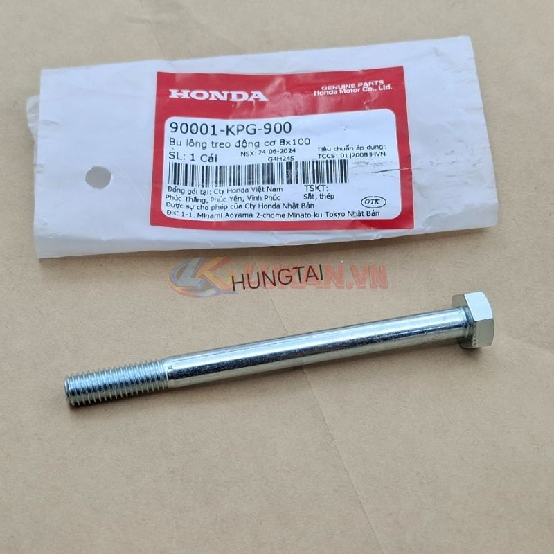 Ốc, bu lông trục cốt treo máy dưới WAVE Thái, ALPHA, ZX, FUTURE 1... zin 8x100 90001-KPG-900 - Ảnh 3