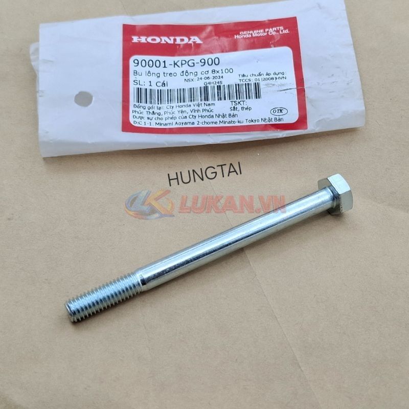 Ốc, bu lông trục cốt treo máy dưới WAVE Thái, ALPHA, ZX, FUTURE 1... zin 8x100 90001-KPG-900 - Ảnh 4