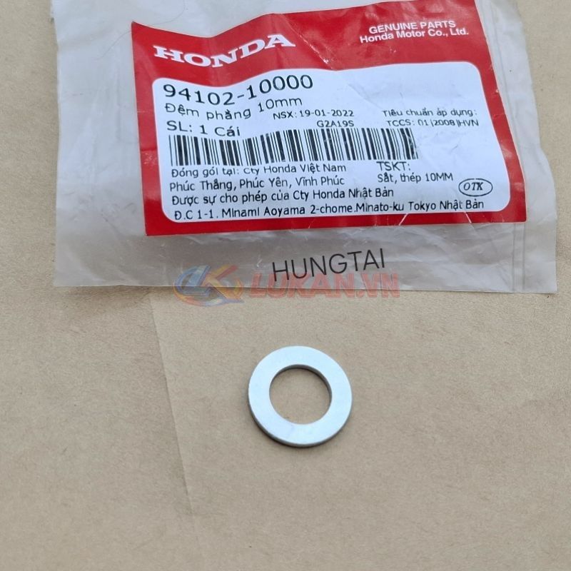 Đệm phẳng, lông đền chốt khóa cổ xe DREAM... 10mm zin 94102-10000 - Ảnh 2