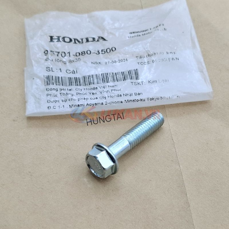 Ốc, bu lông treo pô ống xã xe Super DREAM.... 8x35 zin Honda 95701-080-3500