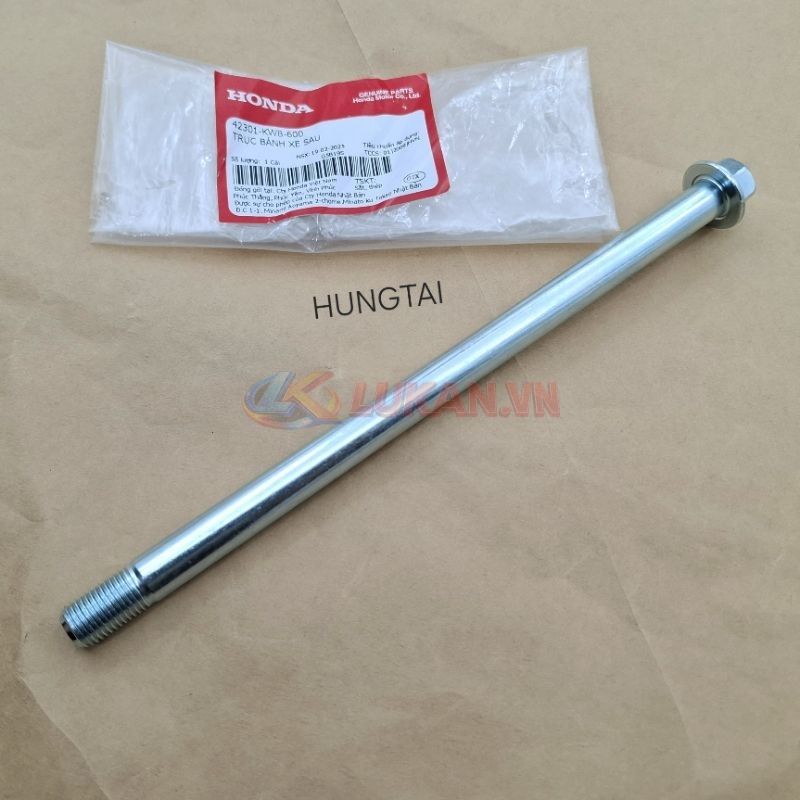 Trục cốt đùm bánh xe sau WAVE S110, RSX, BLADE, A110.... zin Honda 42301-KWB-600