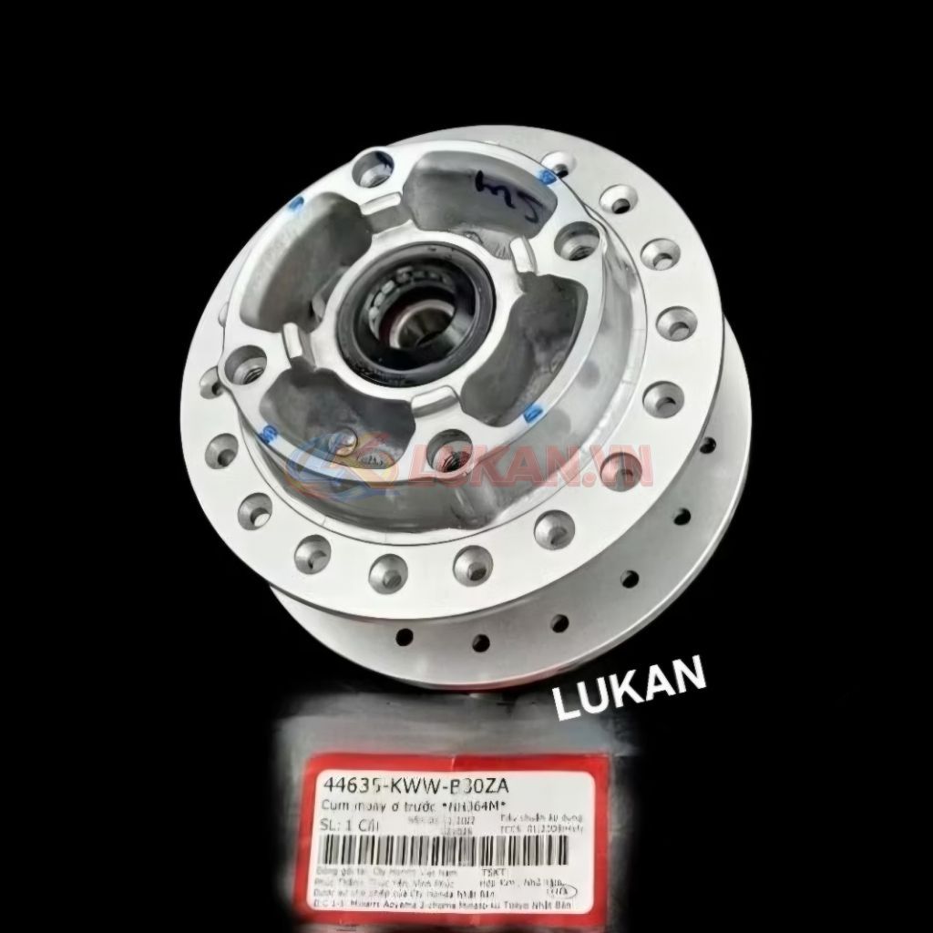Đùm moay ơ, bánh trước đĩa WAVE S110, RSX, FUTURE 125... zin Honda 44635-KWW-B30ZA