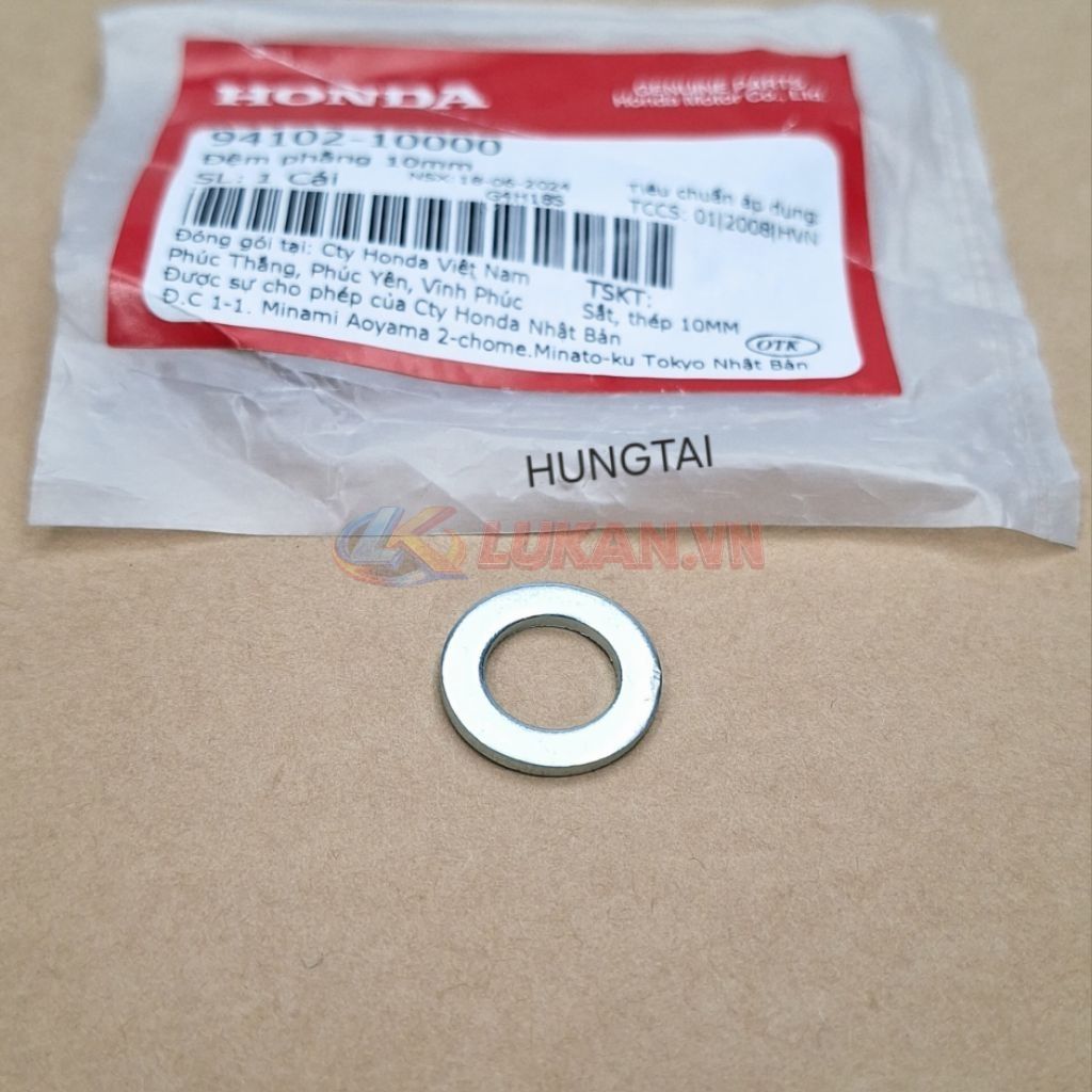 Đệm phẳng, lông đền chốt khóa cổ xe DREAM... 10mm zin 94102-10000 - Ảnh 3