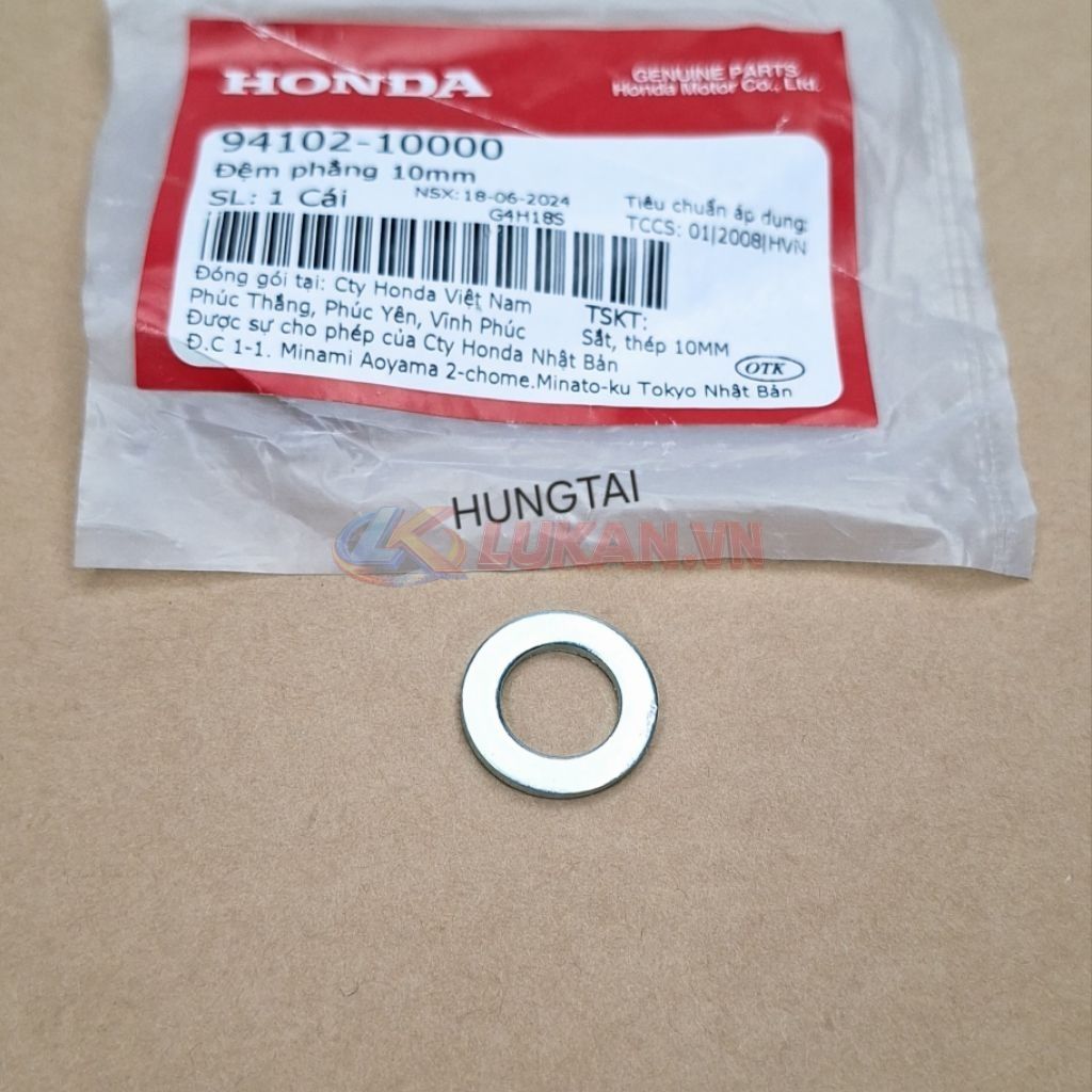 Đệm phẳng, lông đền chốt khóa cổ xe DREAM... 10mm zin 94102-10000 - Ảnh 4