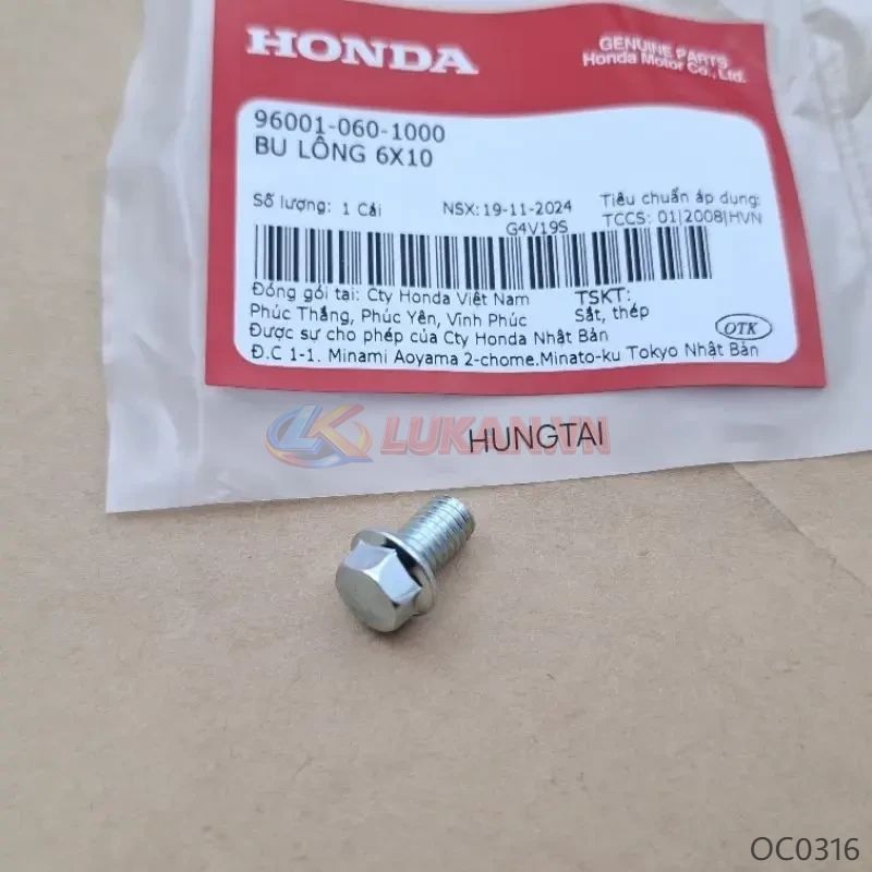 Ốc, bu lông xe WAVE, FUTURE.... 6x10 zin Honda 96001-060-1000