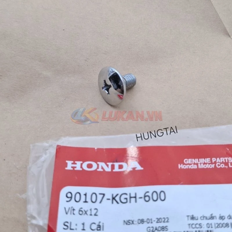 Ốc vít xi trắng nhựa dàn áo WAVE, FUTURE.... 6x12 zin Honda 90107-KGH-600 - Ảnh 2
