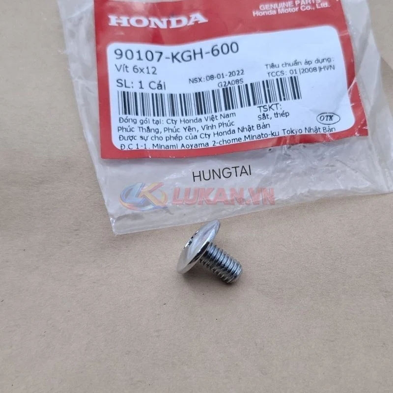 Ốc vít xi trắng nhựa dàn áo WAVE, FUTURE.... 6x12 zin Honda 90107-KGH-600 - Ảnh 3