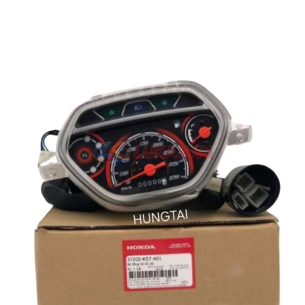 Cụm đồng hồ, công tơ mét WAVE BLADE 110, ALPHA... nền Đỏ zin Honda 37200-K57-A01 - Ảnh 2