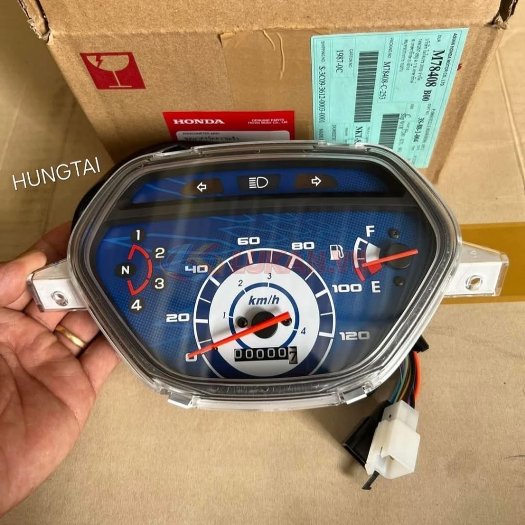 Cụm đồng hồ công tơ mét xe WAVE Thái 2004 nền xanh zin Honda 37200-KTL-901 - Ảnh 5