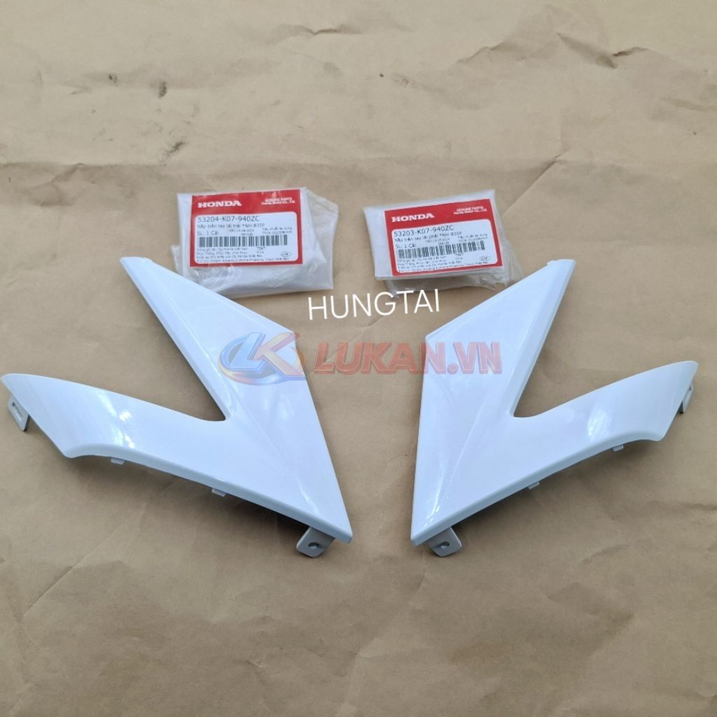 Cặp nhựa ốp vỏ đầu đèn trước WAVE RSX 2012 Trắng siêu nhân zin 53203-K07-940ZC, 53204-K07-940ZC