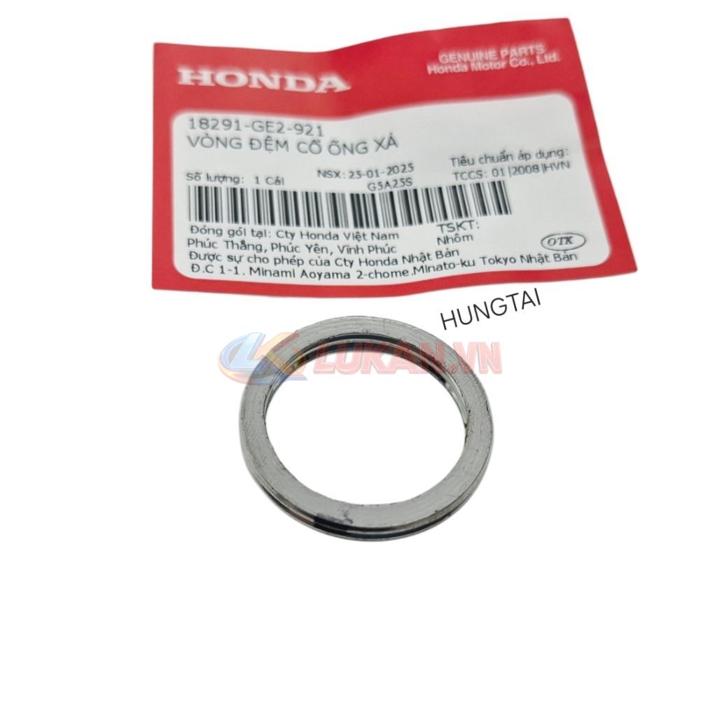 Gioăng, ron đệm cổ pô ống xã WAVE S110, RSX, FUTURE 125... zin 18291-GE2-921 - Ảnh 2