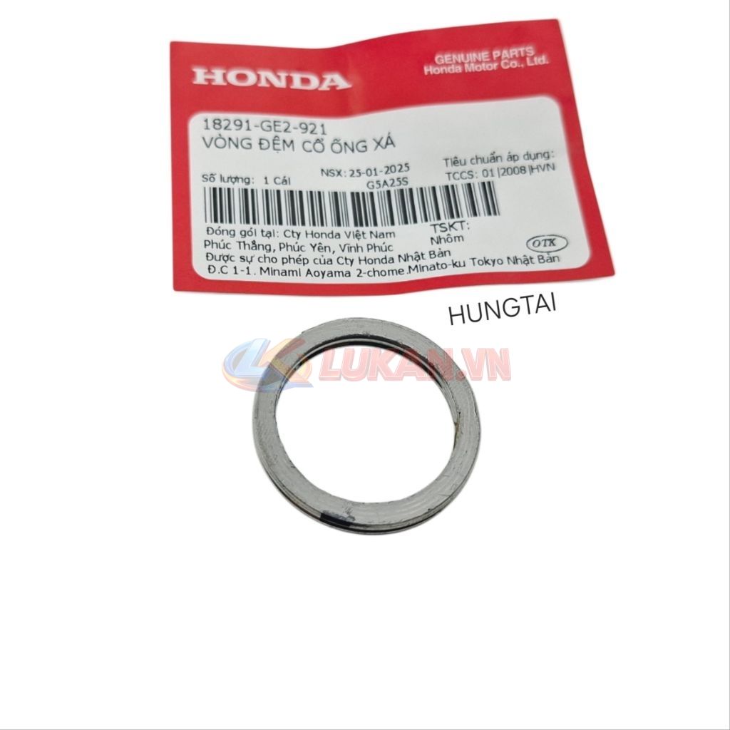 Gioăng, ron đệm cổ pô ống xã WAVE S110, RSX, FUTURE 125... zin 18291-GE2-921 - Ảnh 3