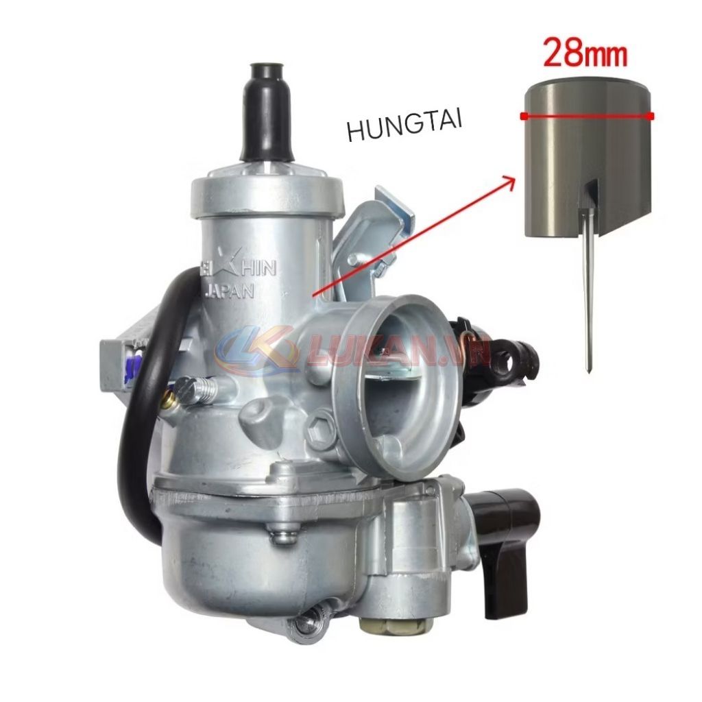 Bình xăng con, chế hòa khí 150, 175cc DREAM, WAVE, CUB.... trái ga 24, 28mm - Ảnh 3