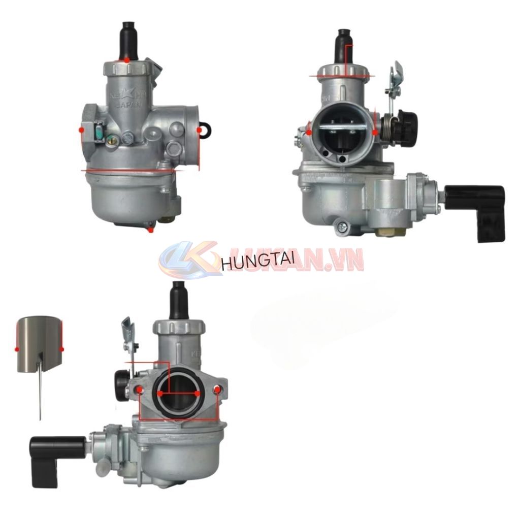 Bình xăng con, chế hòa khí 150, 175cc DREAM, WAVE, CUB.... trái ga 24, 28mm - Ảnh 4