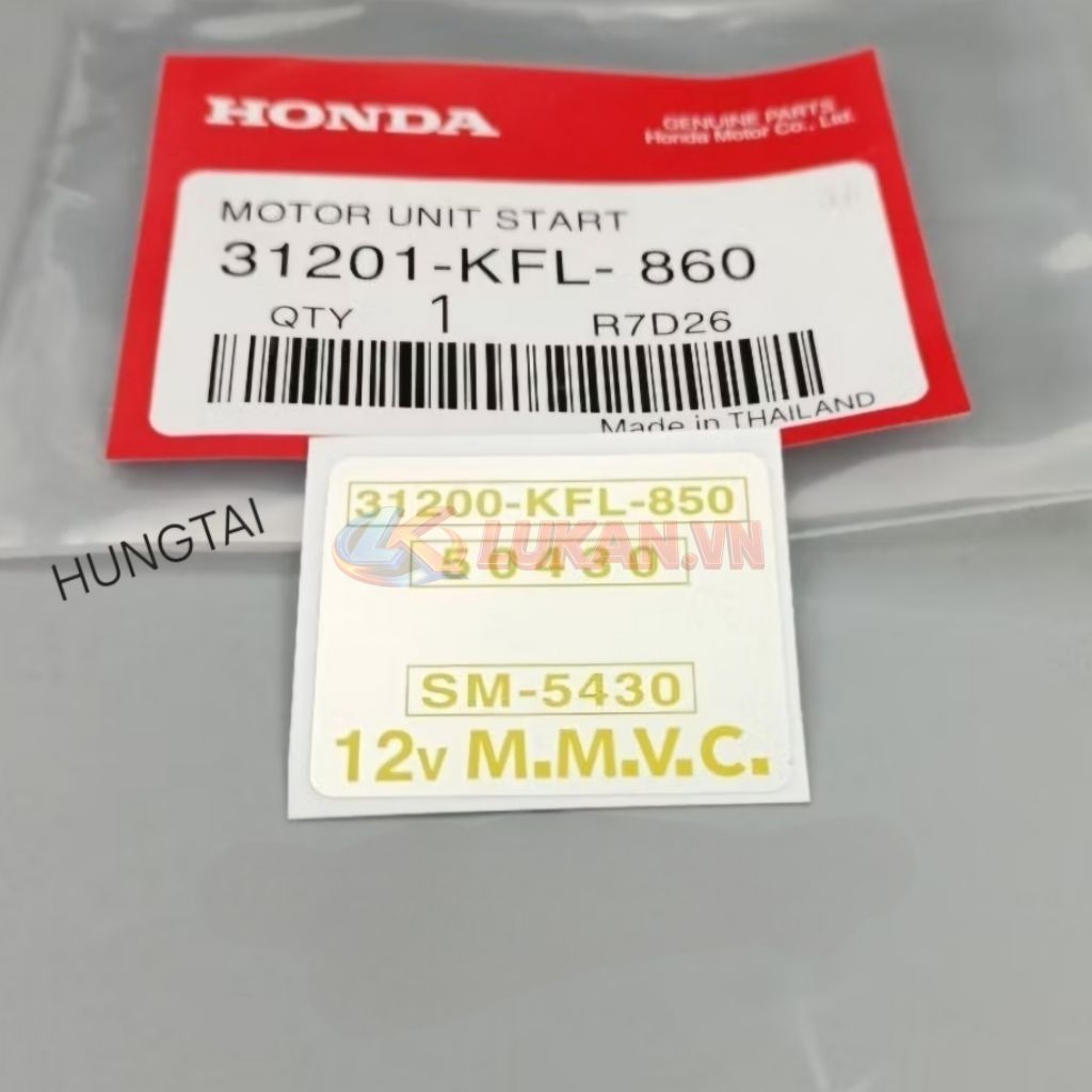 Tem thông số củ motor đề khởi động xe FUTURE 1 đời đầu zin 31200-KFL-850
