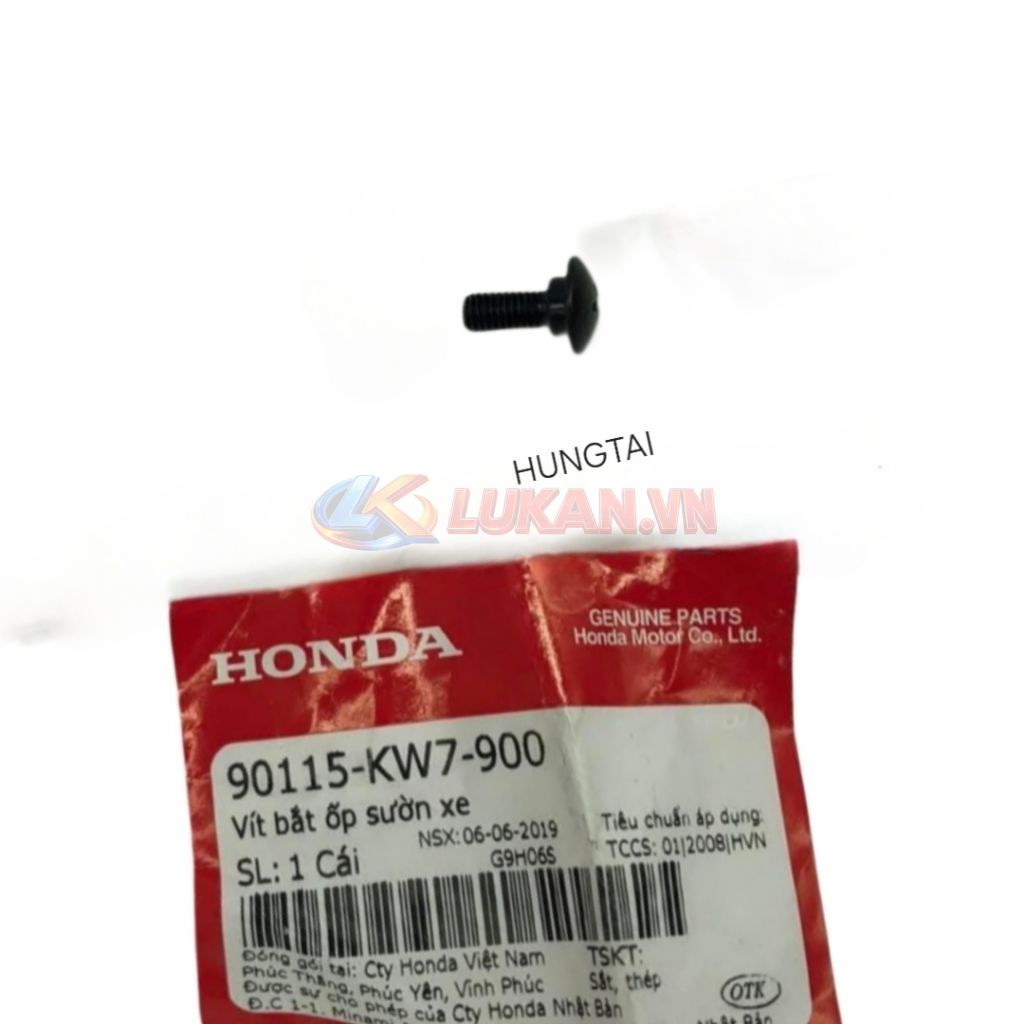 Ốc vít đen nhựa áo, ốp sườn xe WAVE, FUTURE.... zin 90115-KW7-900 - Ảnh 2
