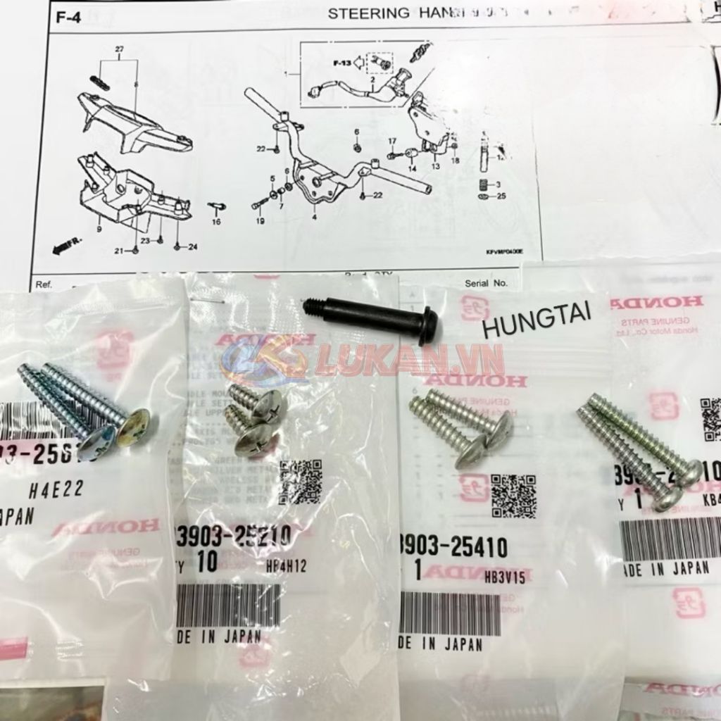 Bộ 9 ốc vít nhựa vỏ đầu đèn trước xe DREAM... zin Honda VN