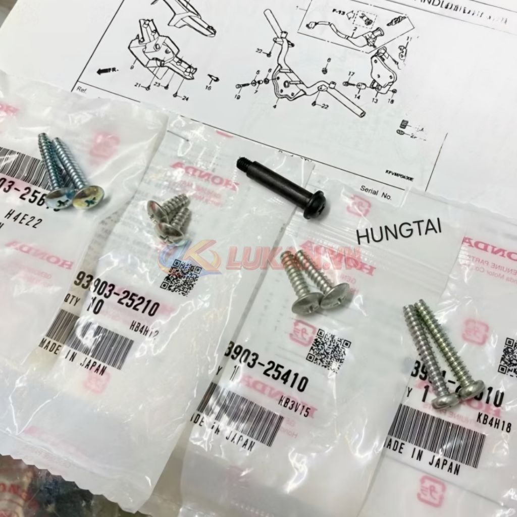 Bộ 9 ốc vít nhựa vỏ đầu đèn trước xe DREAM... zin Honda VN - Ảnh 2