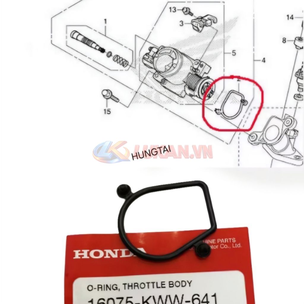 Sin cao su, ron họng xăng bướm ga WAVE, FUTURE, MSX 125.... zin 16075-KWW-641 - Ảnh 4