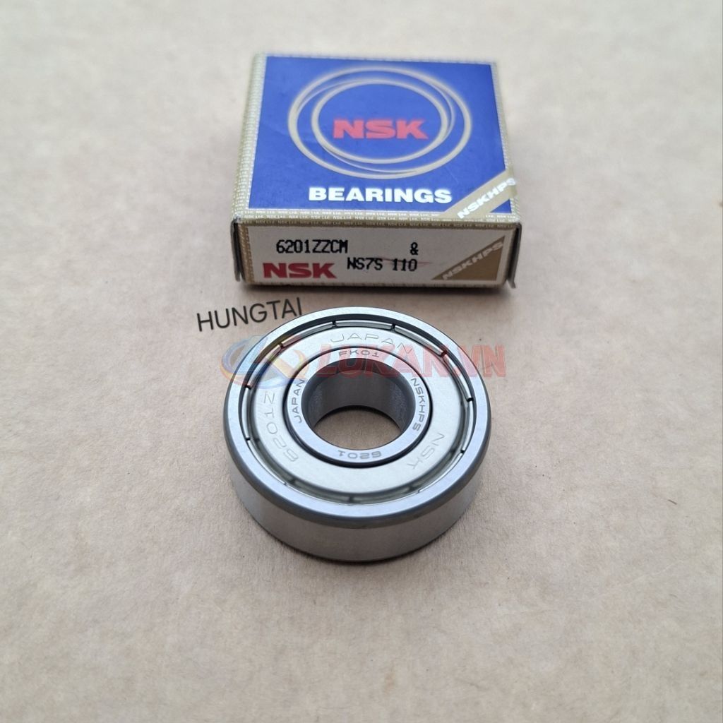 Vòng bi, bạc đạn NSK 6201 xe DREAM, WAVE, FUTURE.... nắp sắt - Ảnh 2