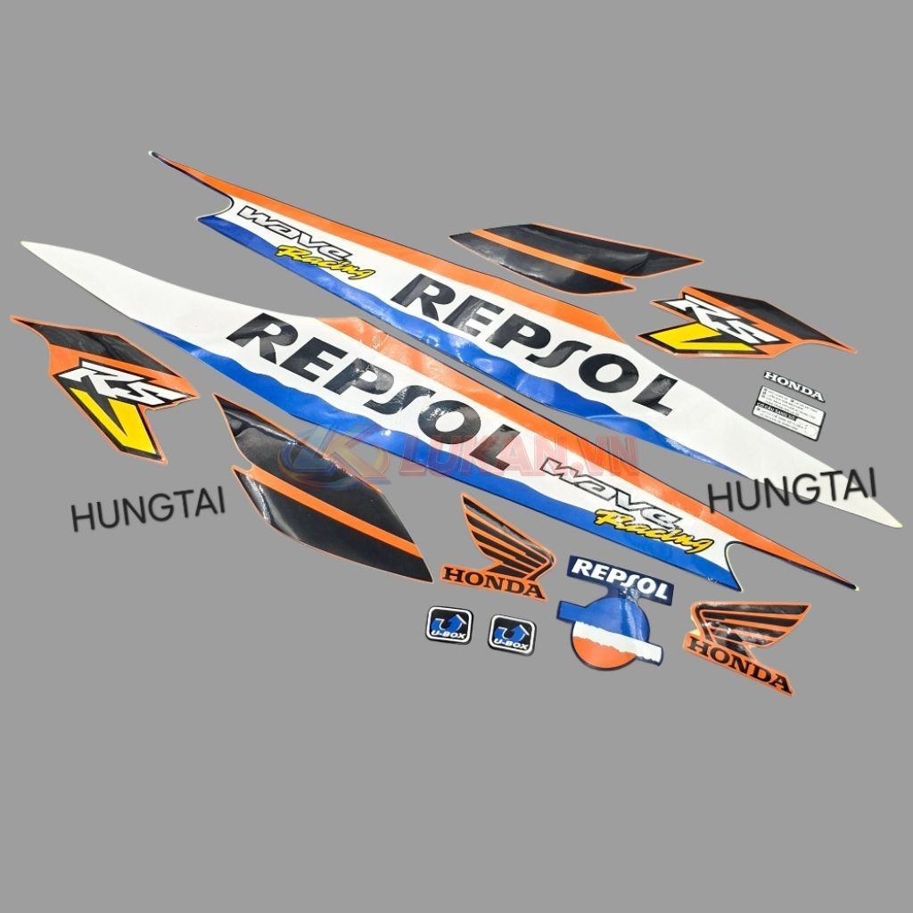 Bộ tem dán xe WAVE REPSOL màu cam xanh - Ảnh 2