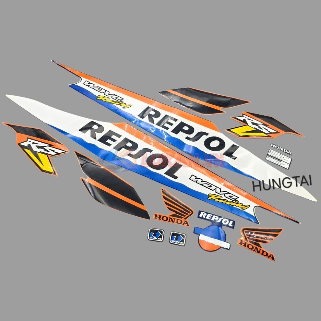 Bộ tem dán xe WAVE REPSOL màu cam xanh - Ảnh 5
