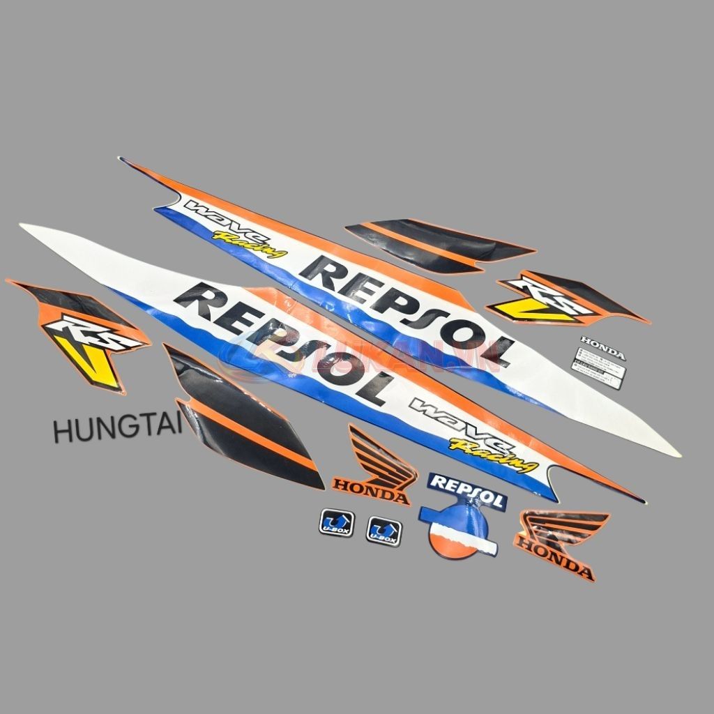 Bộ tem dán xe WAVE REPSOL màu cam xanh - Ảnh 4