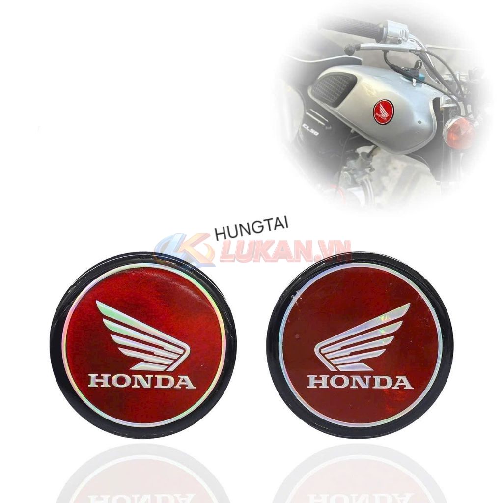 2 Tem logo tròn cánh chim thùng bình xăng xe CL 50... đỏ - Ảnh 2