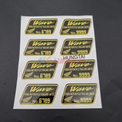 1 tem thông số vàng dán nhựa đầu xe WAVE.... trang trí