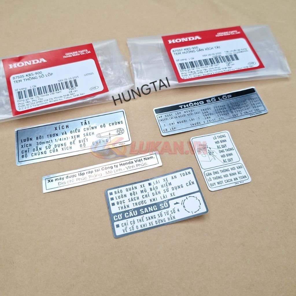 Bộ 5 tem dán thông số xe WAVE ALPHA, ZX đời đầu zin Honda - Ảnh 4