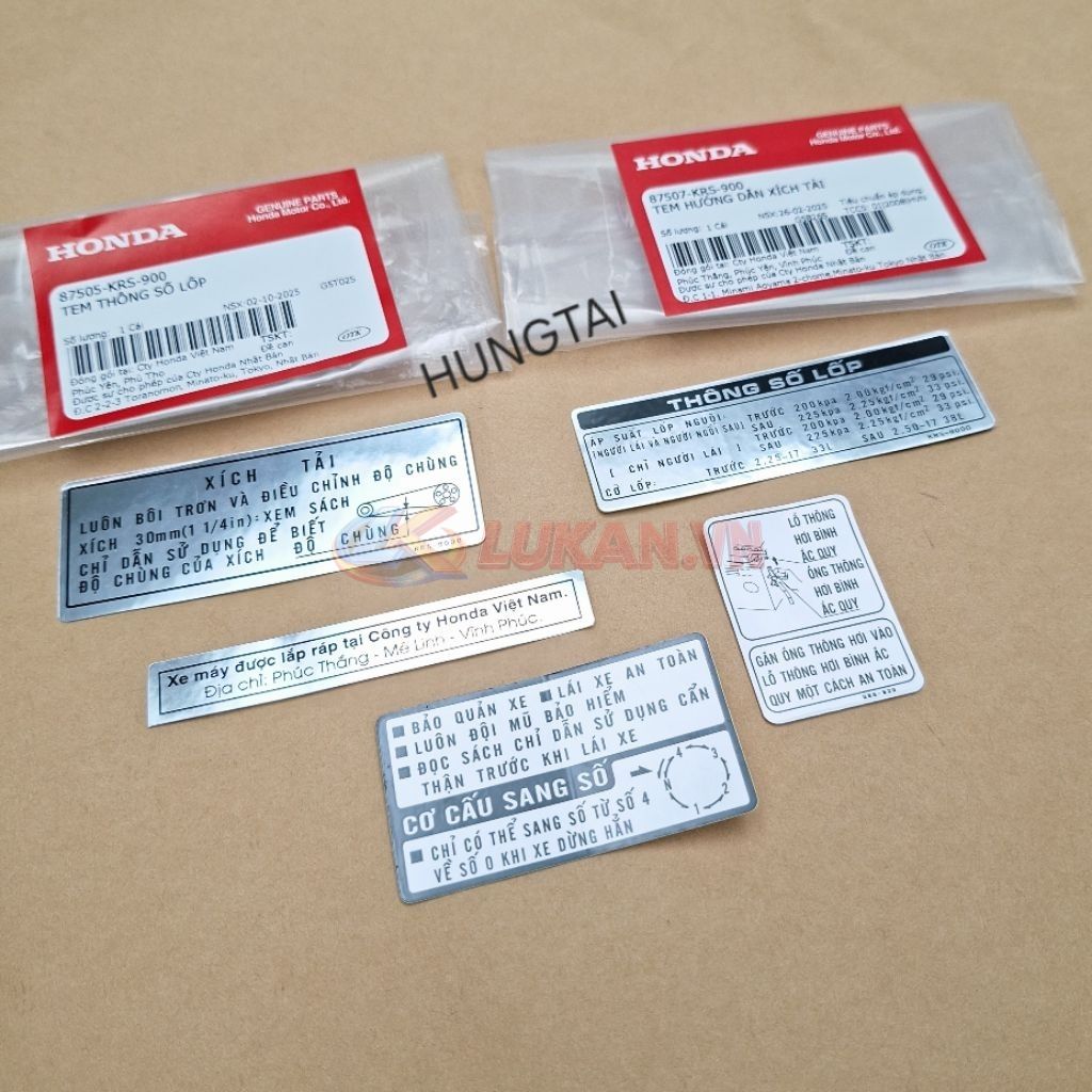 Bộ 5 tem dán thông số xe WAVE ALPHA, ZX đời đầu zin Honda