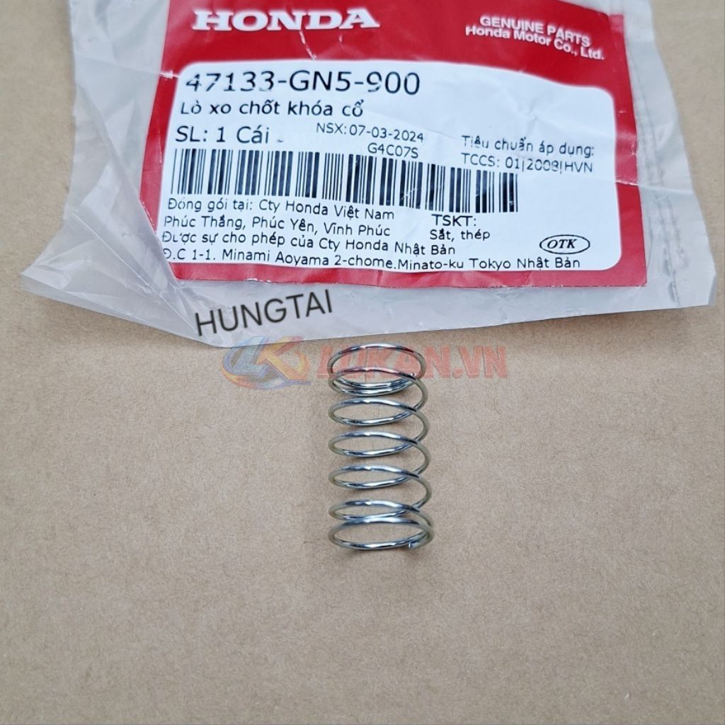 Lò xo chốt đẩy khóa cổ xe DREAM zin Honda 47133-GN5-900 - Ảnh 2