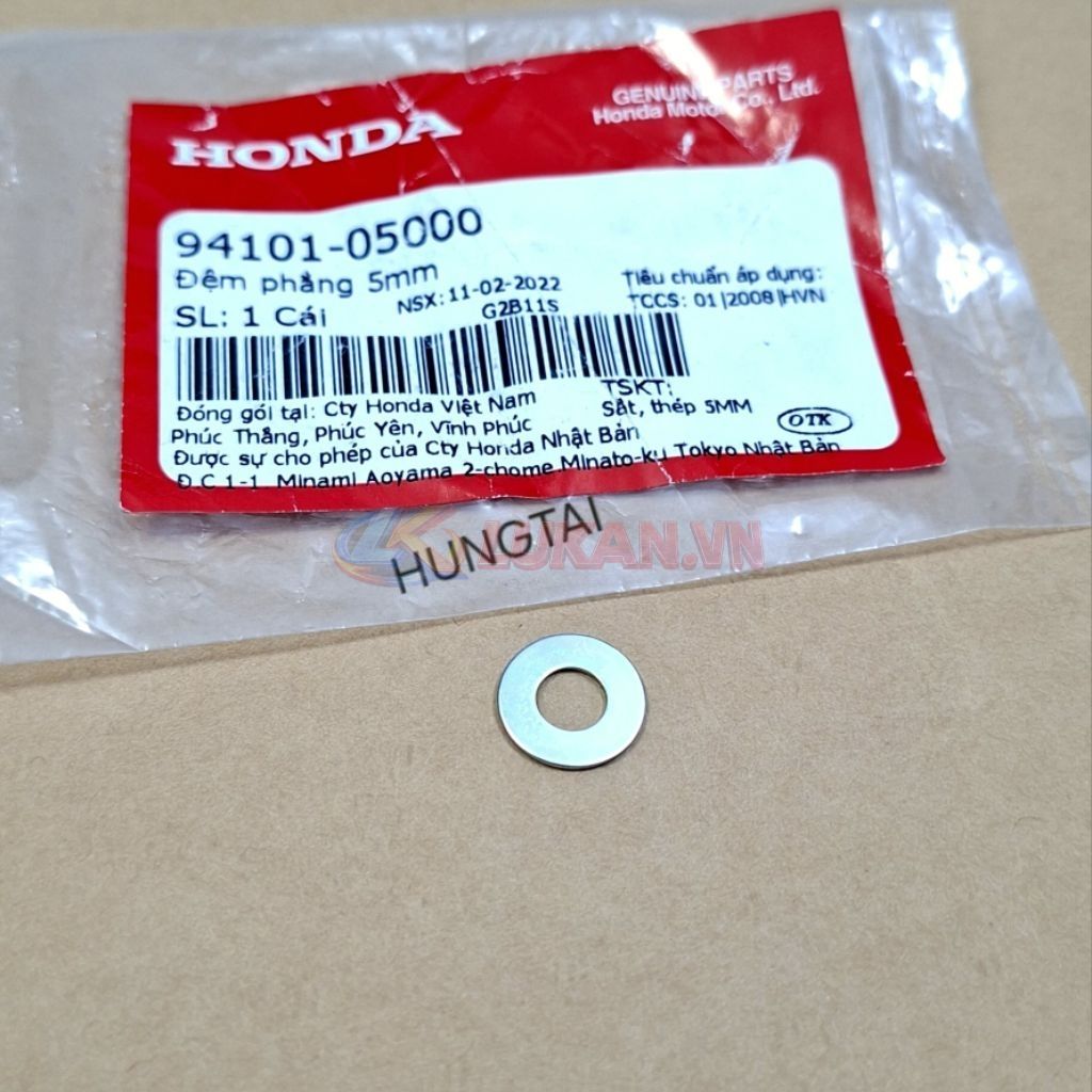 Đệm phẳng, lông đền vĩ che cổ pô ống xã DREAM, WAVE, FUTURE.... 5mm zin 94101-05000 - Ảnh 3