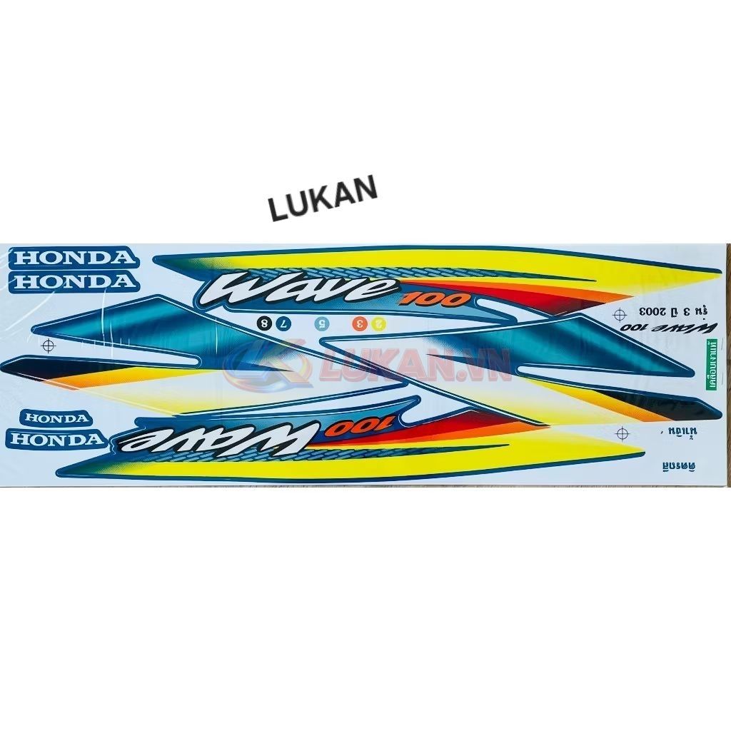 Bộ tem xe WAVE Thái 100... Vàng xanh - Ảnh 3