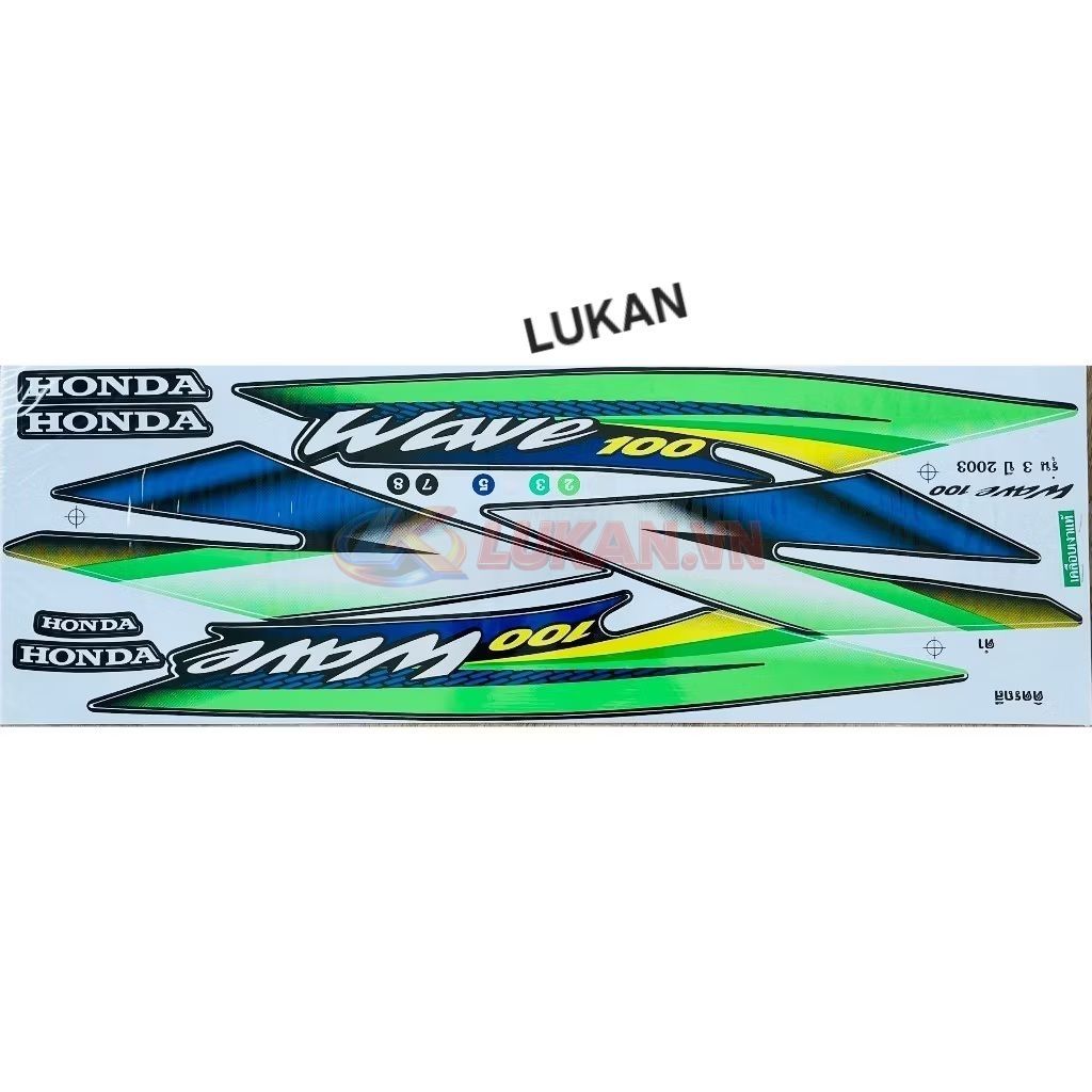 Bộ tem xe WAVE Thái 100.... Xanh lá - Ảnh 5