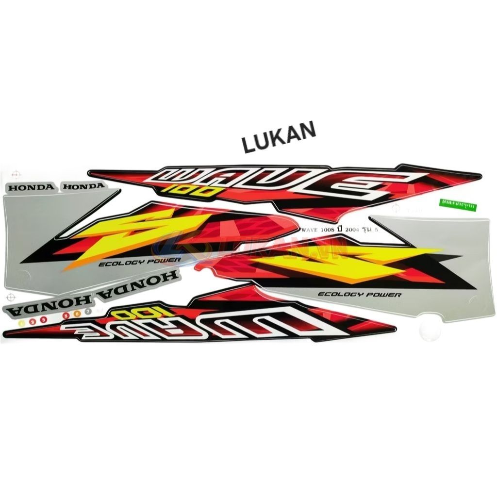 Bộ tem lửa xe WAVE Thái 100... Xám đỏ - Ảnh 2