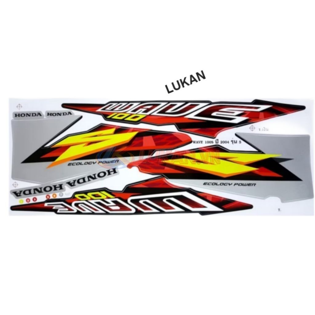 Bộ tem lửa xe WAVE Thái 100... Xám đỏ - Ảnh 4