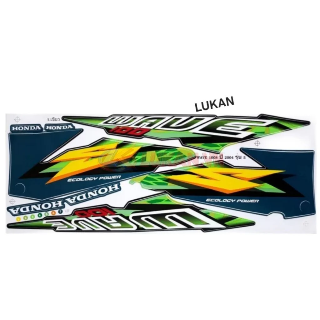 Bộ tem lửa xe WAVE Thái 100.... Xanh lá đậm - Ảnh 3