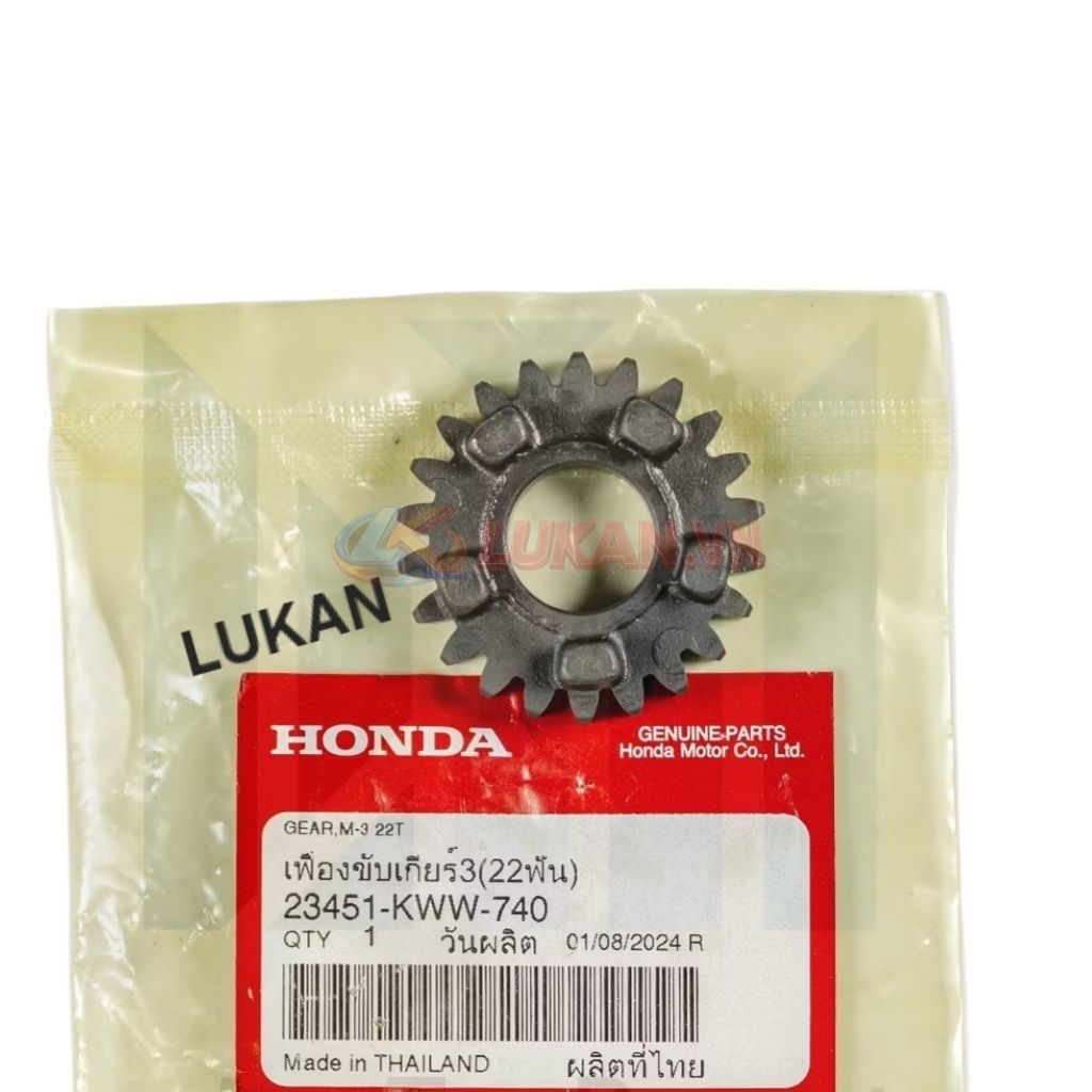 Bánh răng, nhông số 3 cốt nồi WAVE S110, RSX, BLADE, A110... 22T zin 23451-KWW-740, 23451-K03-H10 - Ảnh 2