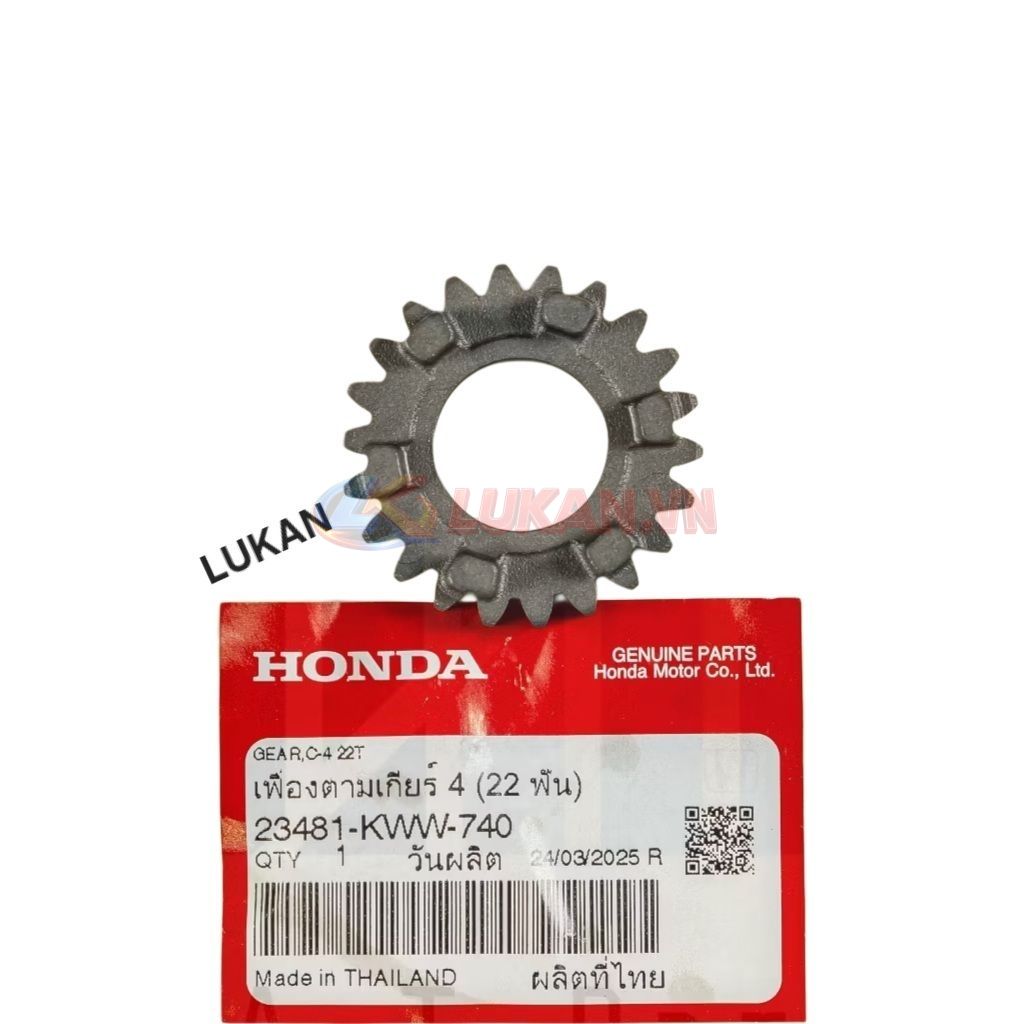 Bánh răng, nhông số 4 cốt tải WAVE S110, RSX, BLADE, A110... 22T zin 23481-KWW-740, K03-H10