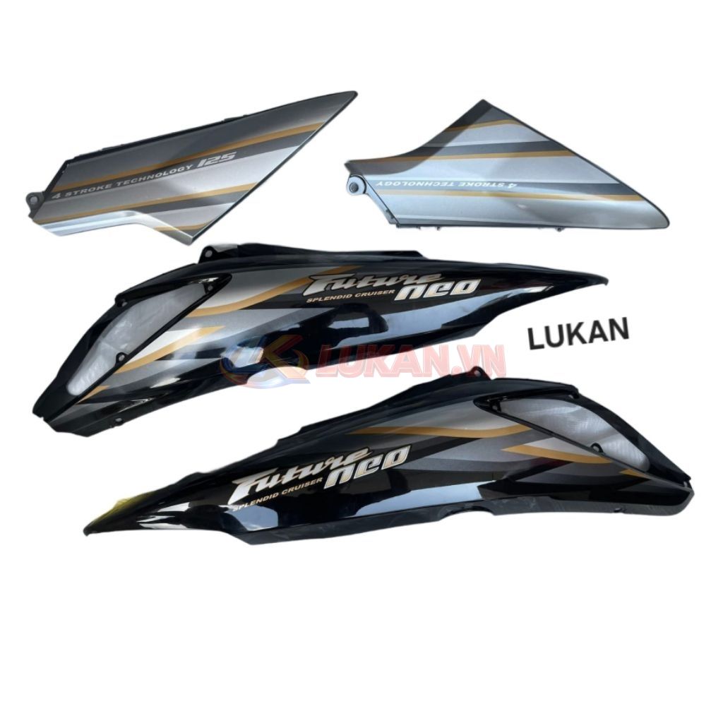 Cặp nhựa ốp thân sườn xe FUTURE NEO 125 Đen zin tem cánh chim - Ảnh 2