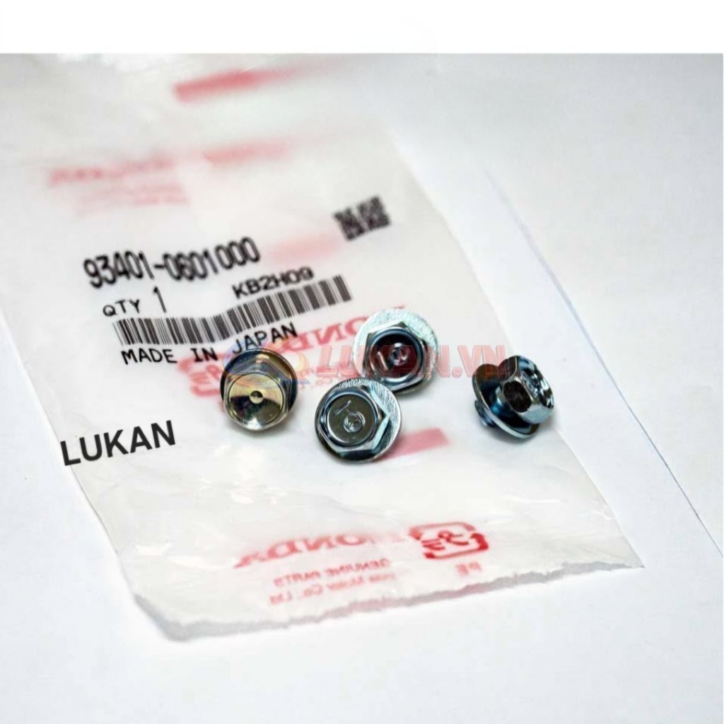 Bộ 4 ốc bắt hộp xích, sên cacte xe DREAM, WAVE.... zin Honda Japan Nhật 93401-0601000, 90118-383- - Ảnh 2