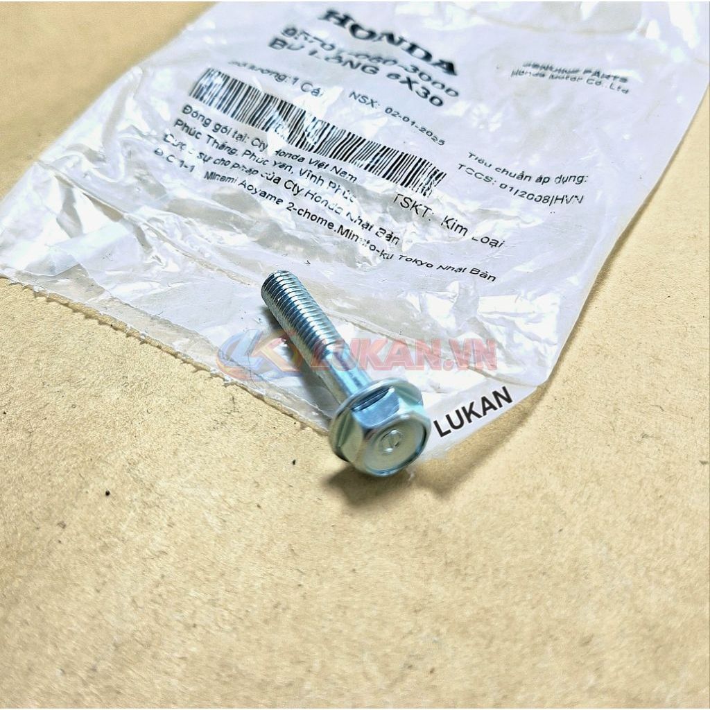 Ốc, bu lông 6x30 đầu 10 xe DREAM, WAVE, FUTURE... zin chính hãng 95701-060-3000 - Ảnh 2